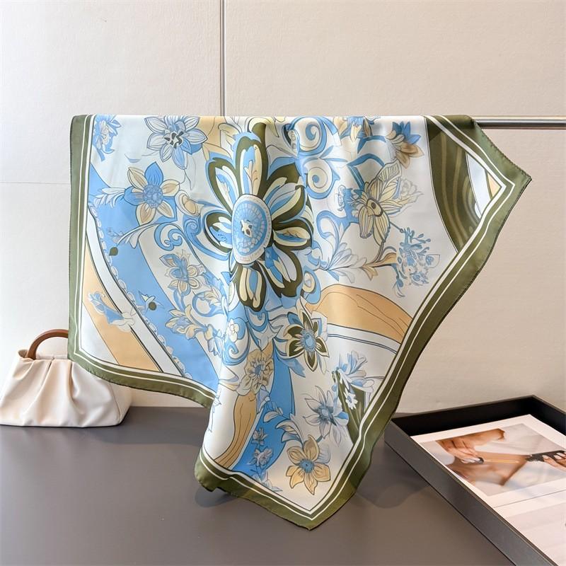 Print Scarf Neckerchief Turban Hijab Luxury Female Square Headscarf Shawl Bandana Headband Windproof Handkerchief Fashion Wraps