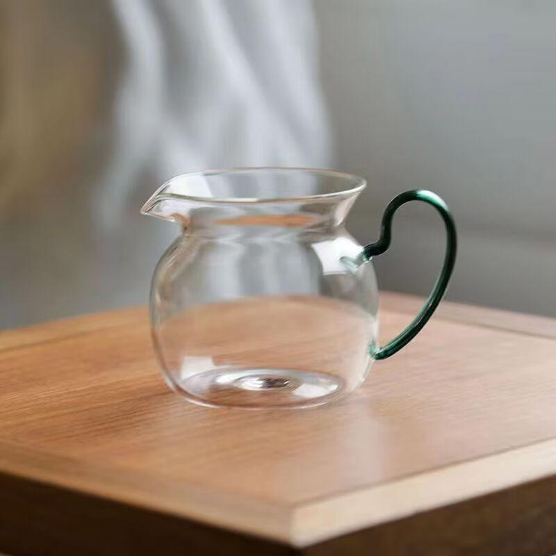 Shangqi 240ml Thickened Glass Gongfu Tea Pitcher with Lake Green Handle