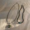 Fashion Small Peace Buckle Bead Pendant Necklace Vintage Layered Choker Necklace Jewelry Adjustable Clavicle Chain