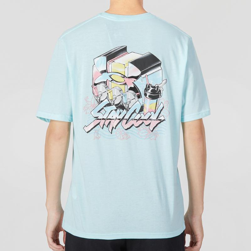 Under Armour Sports Casual Letter Crew Neck T-Shirt Men Tops Blue 1361679-441