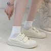 Cream Color Two-Way Canvas Shoes for Women  Summer New Round Toe Soft-Soled Velcro Casual Sports White Shoes Women