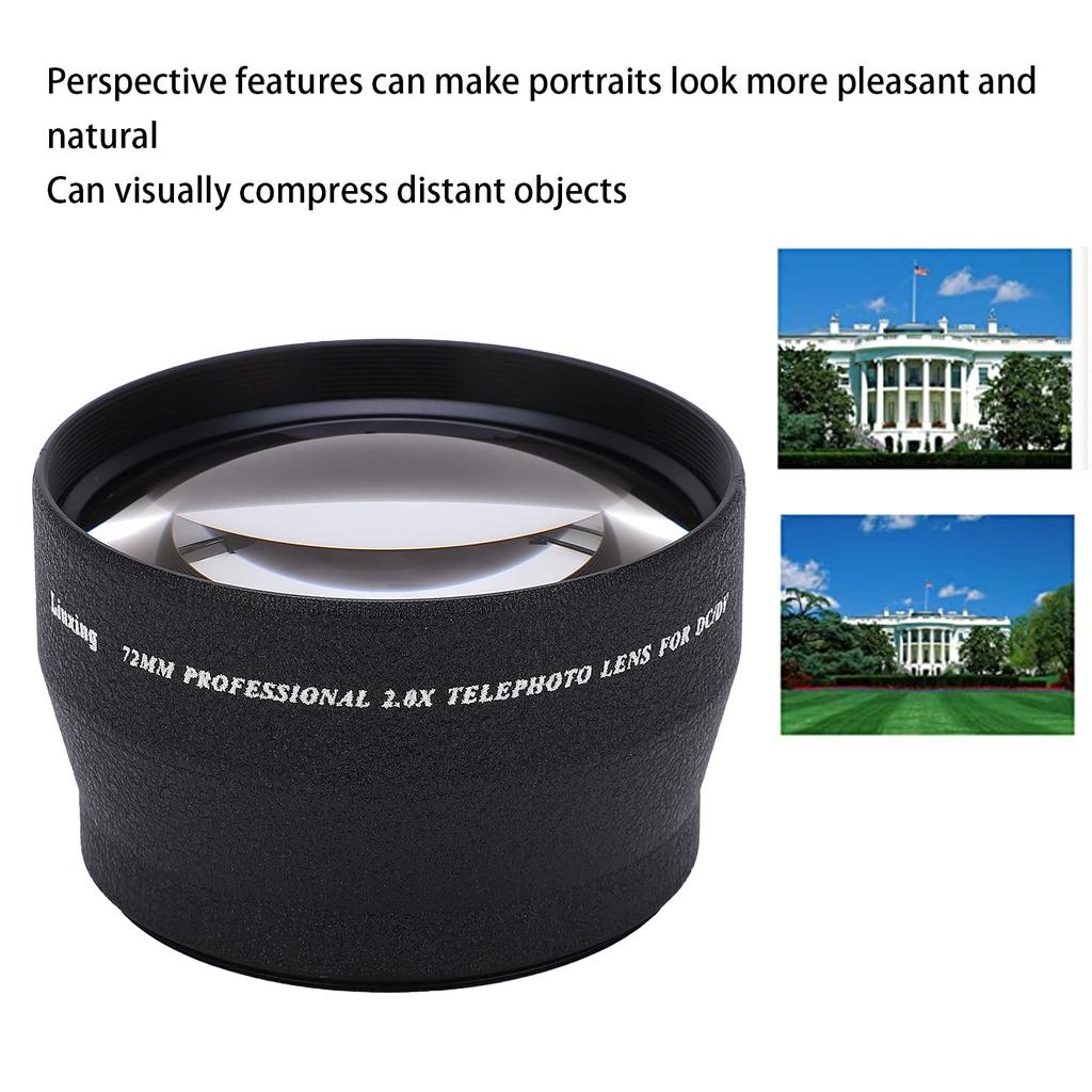 Vbestlife Telephoto 72mm 2x Magnification Camera Super Telephoto Suitable for All 72mm Aperture Camera Lenses Lens, High-Definition Lens,