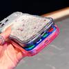For iPhone 17 Pro Max Case Glitter Epoxy Design TPU Protective Case with Sparkly Rhinestone Decor Wave Frame