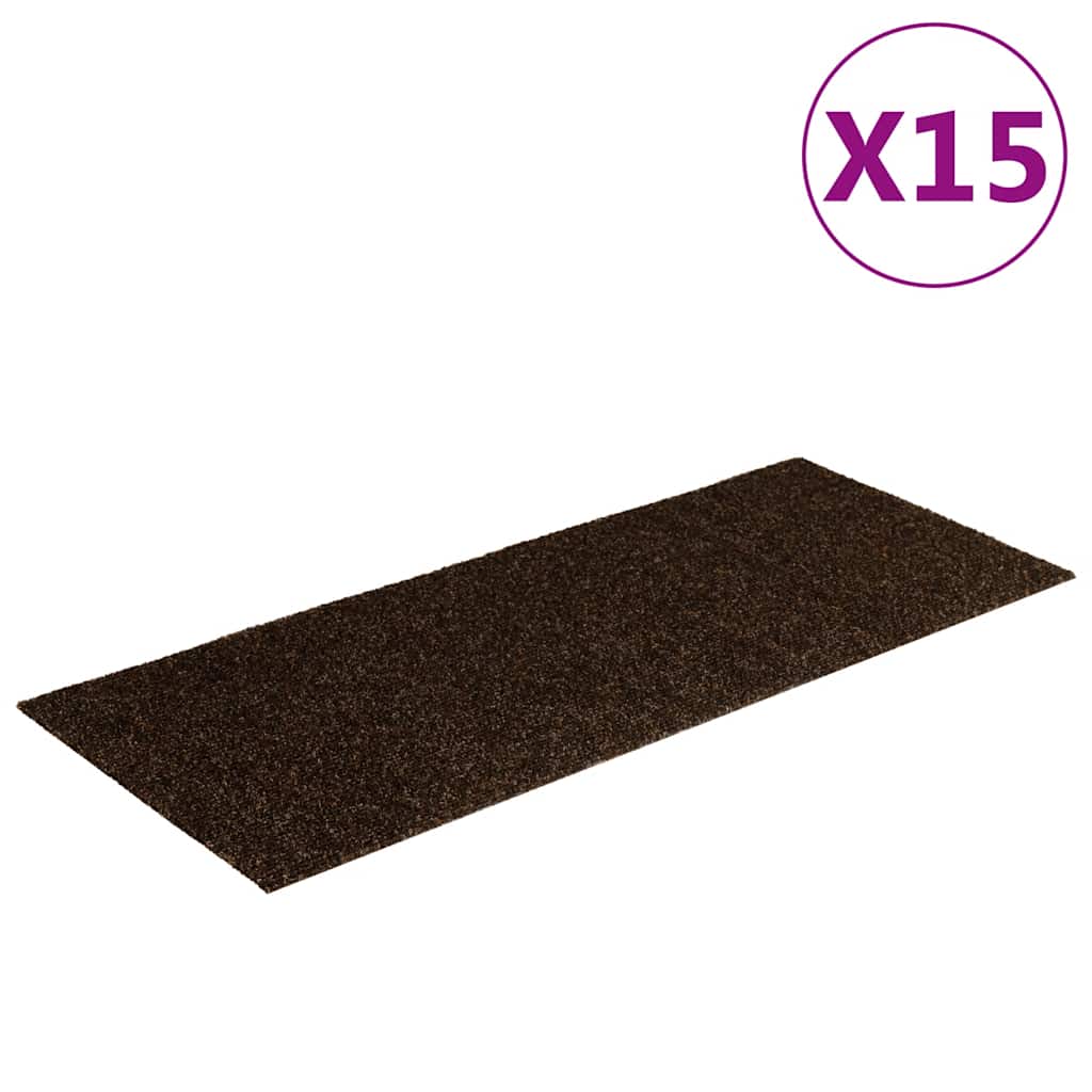 Self Adhesive Stair Treads 15 Pcs 60 X 25 Cm Brown Rectangular