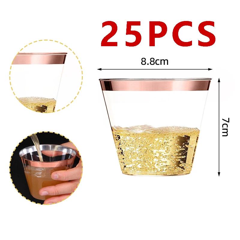 Disposable Cup Plastic Champagne Flutes Gold Silver Clear Plastic Bubble Tea Cup Perfect for Weddings Party Christmas Supplies
