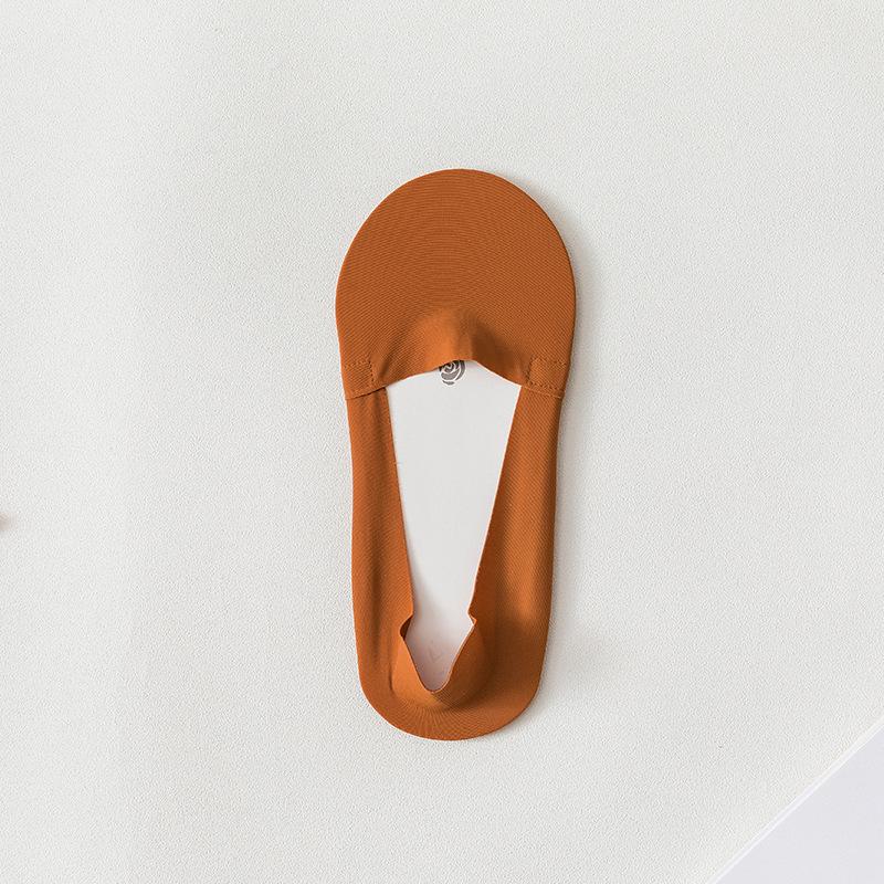 Women's Summer Solid Color Ice Silk Shallow Mouth Invisible Non Slip Cotton Bottom Boat Socks