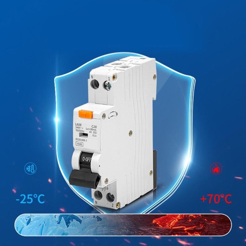 Multipurpose 32Amp RCBO Safety Circuit Plastic Breakers Home Accessory for Earth Leakage 1P+N 30mA 6kA B32 Curved B