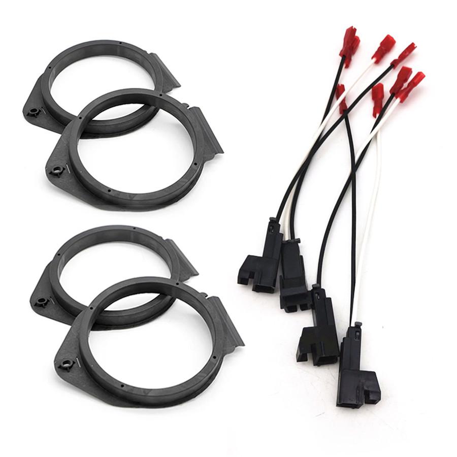 2 Pair 6.5" Horn Washer Brackets Door Speaker Mount Plates with Wiring Harness