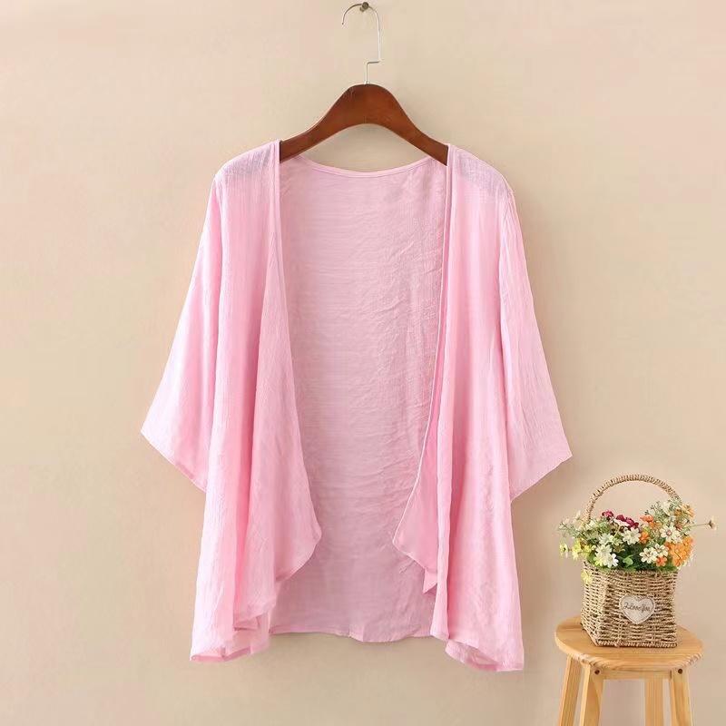 Dámske letné ležérne svetrové topy, jednofarebné, voľné, 3/4 rukávy, tenké plážové oblečenie, prikrývky, blúzkové topy