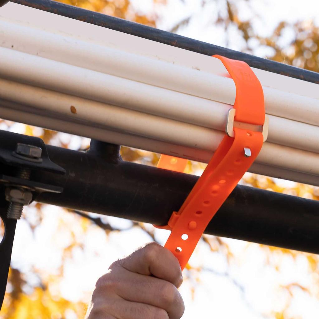 5 Stück Wiederverwendbarer Kabelbinder Gummi Kabelband Befestigungselement Drahtorganisator Eisenschnalle Orange