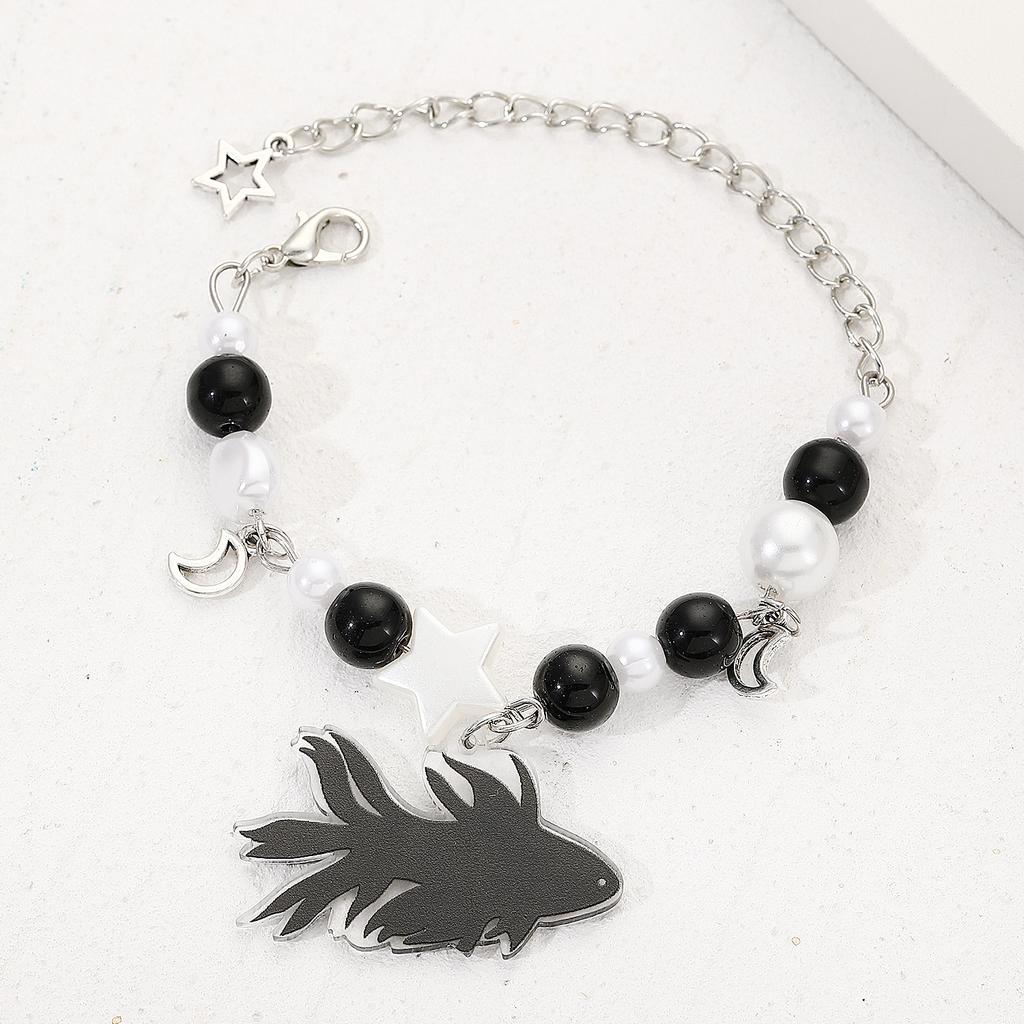 2025 Black and White Tropical Fish Handmade Bracelet Female Girlfriend Accessories Cold Niche Sweet and Cool Hot Girl Couple Bracelet