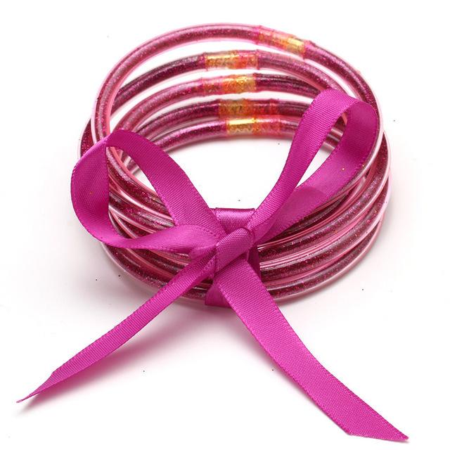 Multilayer Silicone Gold Powder Bracelet Ribbon Set Ladies Bow Christmas Bracelet Bracelet