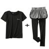 South korea Stretch Women's Sports Shorts Running Plus size Casual Fitness Yoga Suit Quick-Drying Fake Two-Piece Tight Trousers