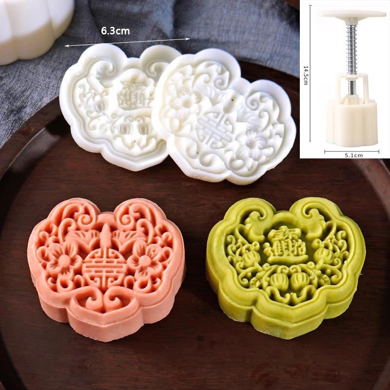 Pastry Decoration Plunger Tools Mid-Autumn Festival Mooncake Mold Hand-Pressure Cookie Stamps with Floral Sakura Patterns