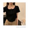 Short T-shirt women's summer new Korean version casual and thin inside student slim-fitting high-waisted student top trendy