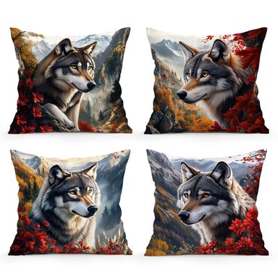 Wolf Cushion Cover Pillowcase Printed Polyester 45x45cm Throw Pillowcover Decorative Sofa Cushion Pillowslip Home Decor
