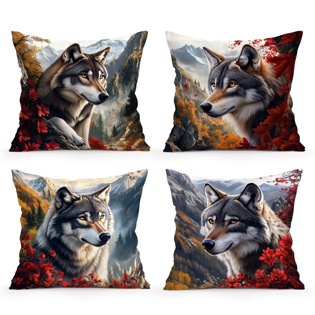 Jmg Clothing Unisex Wolf Cushion Cover Pillowcase Printed Polyester 45X45cm Throw Pillowcover Decorative Sofa Cushion Pillowslip Home Decor
