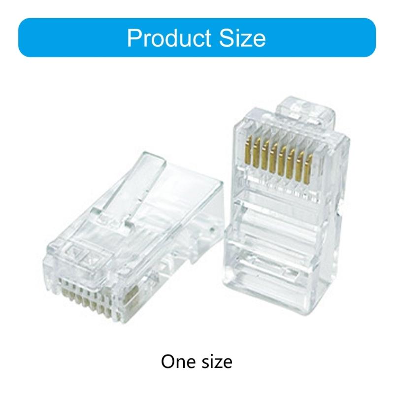 100PCS Unshielded RJ45 Modular Plugs Cat5e Networking Cable Connectors with Injection Molded Housing