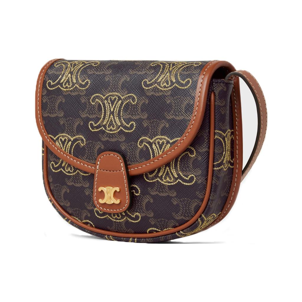 Celine Besace Logo Print Triomphe Heart Embroidery Mini Crossbody Bag Women Bags Brown 196702ECK-04LU