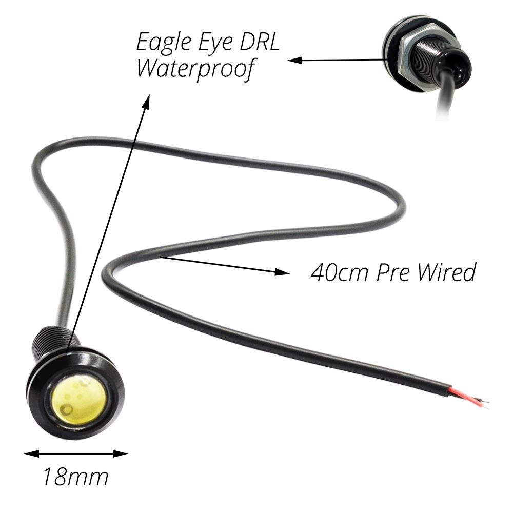 10X 23mm Eagle Led Eye Daytime Running Lights DRL Driving Backup Reversing Parking Signal Waterproof Lamps 9W DC 12V Black Shell