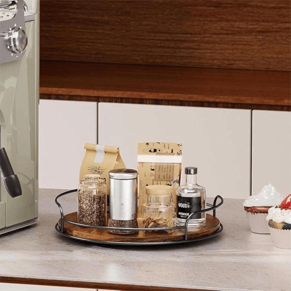 2 Piece Turntable Kitchen Spice Jar Storage Tray Bathroom Storage Tray Kitchen Counter