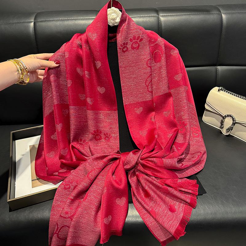 

Весенний Модный Универсальный Шарф из Искусственного Шелка Длинная Шаль Женский Любовь Простой Универсальный Шелковый Шарф Женский Тенсел Хлопок красный