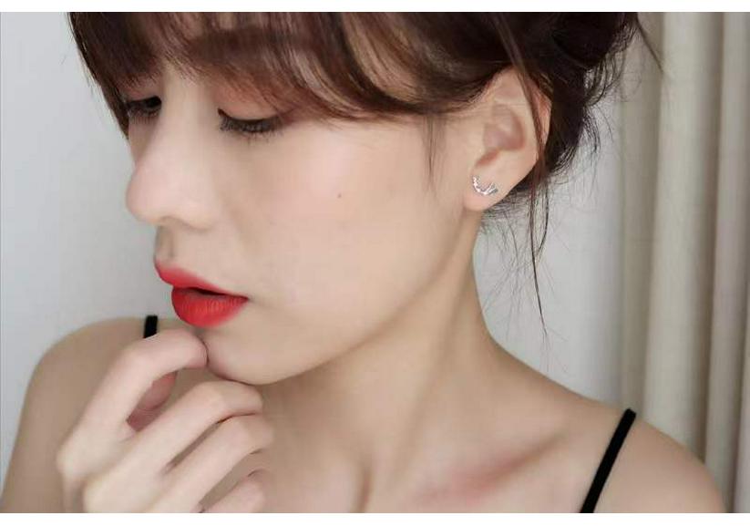 Beixi S925 Sterling Silver Rhinestone Butterfly Earrings - Women's Korean Forest Style