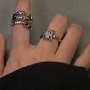 Trendy Geometric Mirror Finish Adjustable Ring Featuring Shimmering Zircon Stones Couples For