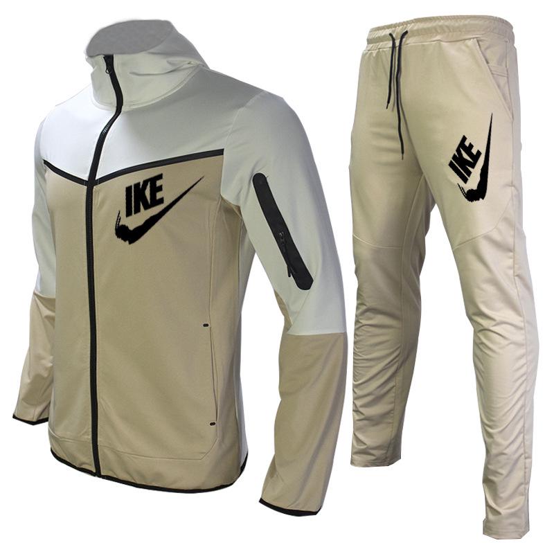 Pánská evropská a americká barevně blokovaná mikina s kapucí a tepláky