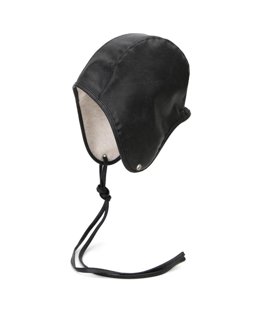 Eondeokeonteulolseutyudio Leather Fleece Reversible Earflap Winter Aviator Hat Beanie Aviator Hat / Reverse / G Leather Bk