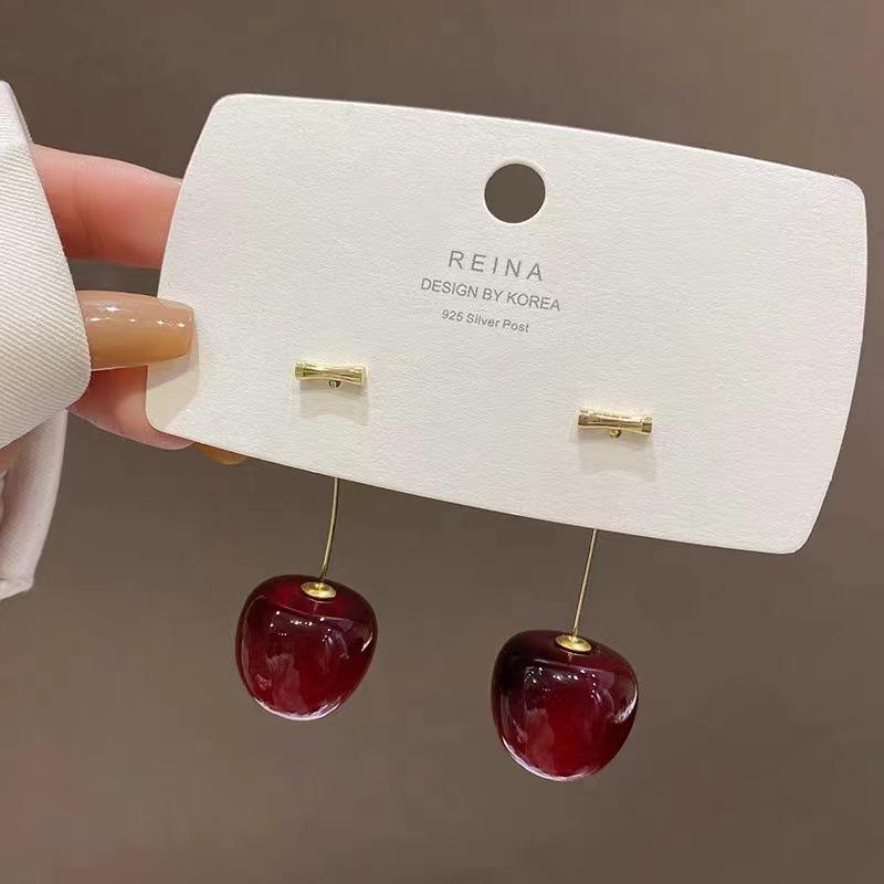 Autumn/Winter Cute Sweet Red Cherry Women's Stud Earrings