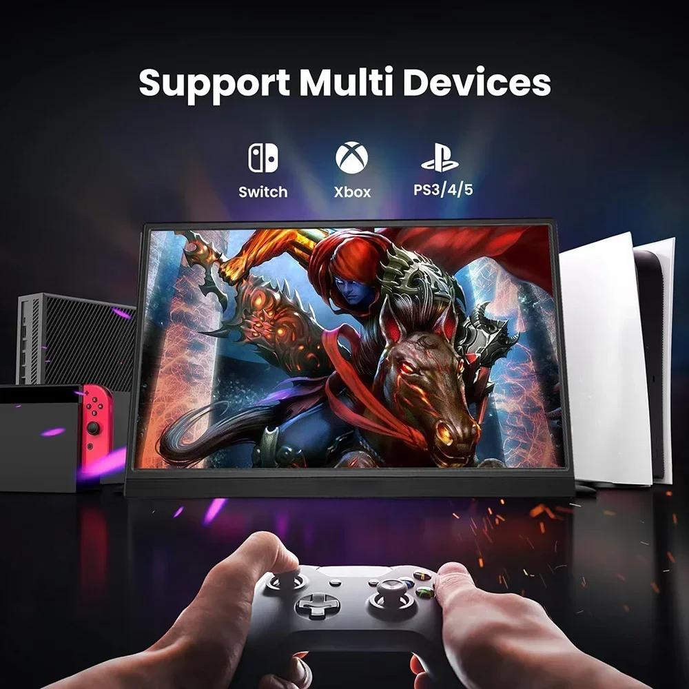 Portable Monitor With Stand 14“/15.6” 1080P HDR 16:9 Low Blue Light For XBox PS4 / 5 Switch Cell Phone PC Loptop Extension