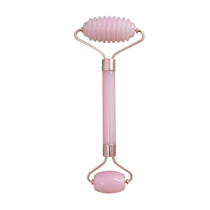 Heart-Shaped Rose Quartz Dual Roller & Massage Board Set - Non-Jade White Facial Tool
