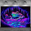 VIKAMA Psychedelic Frog Cave Tapestry Neon Glow Art Living Room Sofa Backdrop Wall Decor Room Accent Home Decor