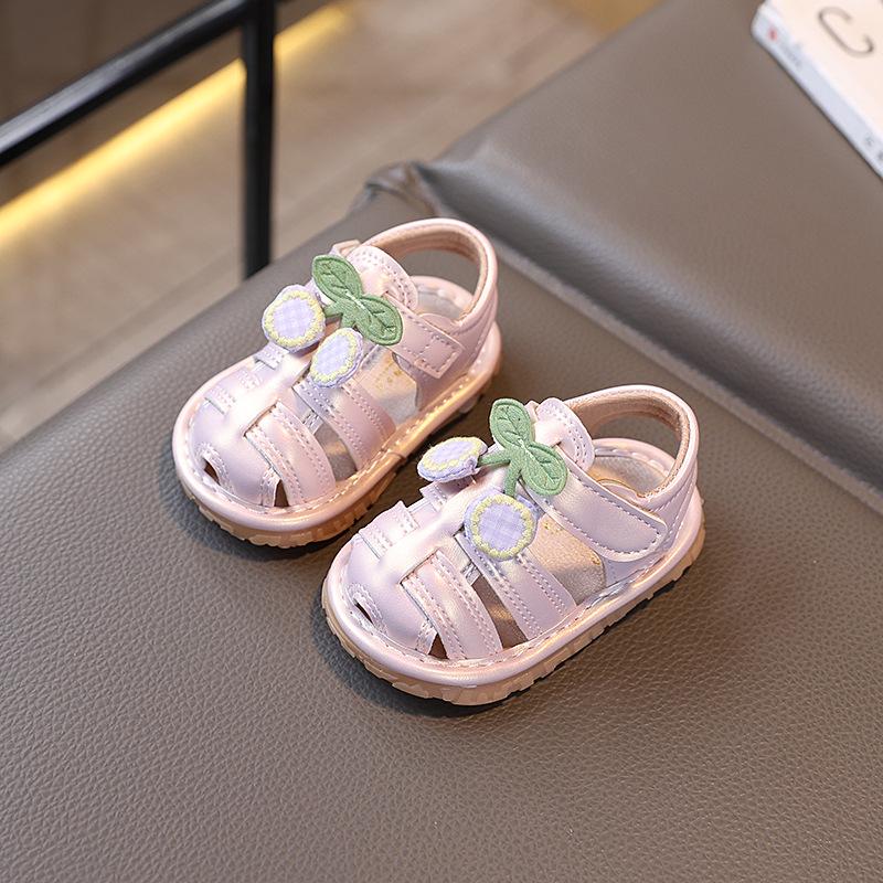Baby Girl Summer Cherry Princess Squeaky Sandals - Soft Sole, Non-slip Toddler Shoes