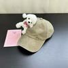 Adjustable Cotton Baseball Cap With Cartoon Dog Design And Rivet Studded For Women Casual Wear Fashion Accessories