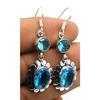 Blue Topaz Gemstone Ethnic Handmade Drop Dengle Earring Jewelry  ER 080