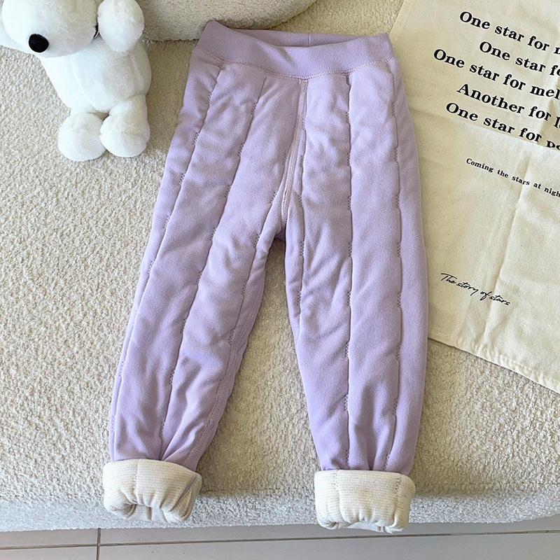 Children's Autumn Winter Solid Color Thick Warm Pants Student Underwear Clothing