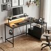 Reversible L Led Light Gaming Work Desk Black