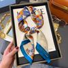 Blue Silk Retro Women's Scarf for Spring & Autumn