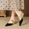 Fashion FHC 2024 New Pointed Toe Wedges Slippers,High Heels Summer Shoes Rivets Slides,Outside Wearing,Slip On,Beige,Black,Dropship