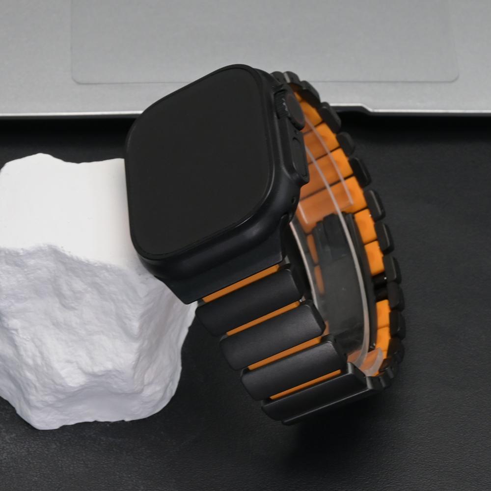 Men Titanium Rubber Strap for Apple Watch Ultra 3 49mm Series 11 10 46mm Luxury Wrist Band for Iwatch 9 8 7 45mm 6 5 4 SE 3 44mm