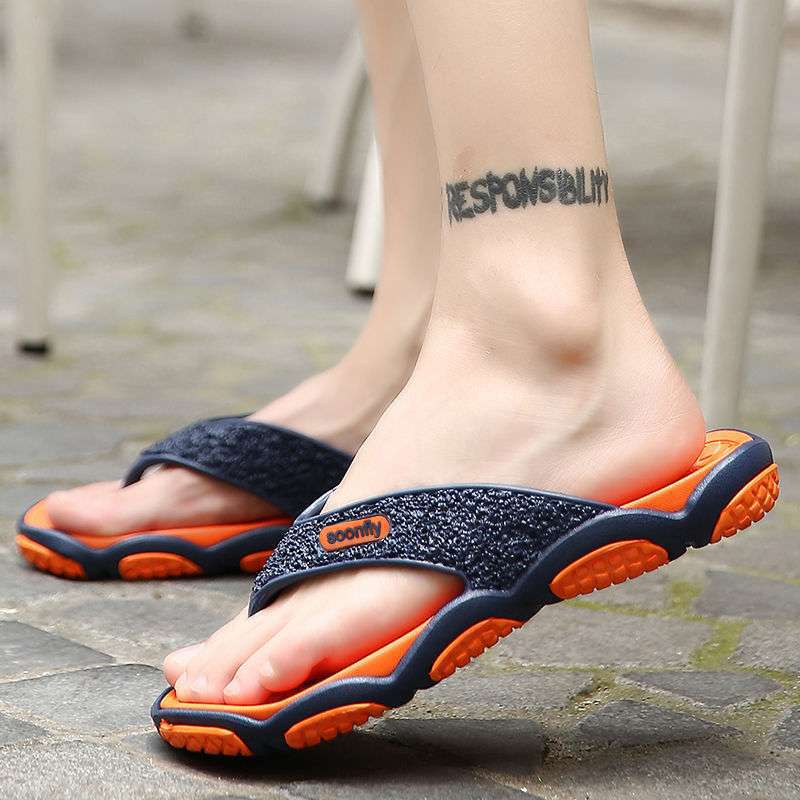 Step On Shit Slippers Men's Summer Flip-flops Sandals Men's Non-slip Deodorant Printing Trend Rubber Thick-soled Wear-resistant Beach Shoes Men