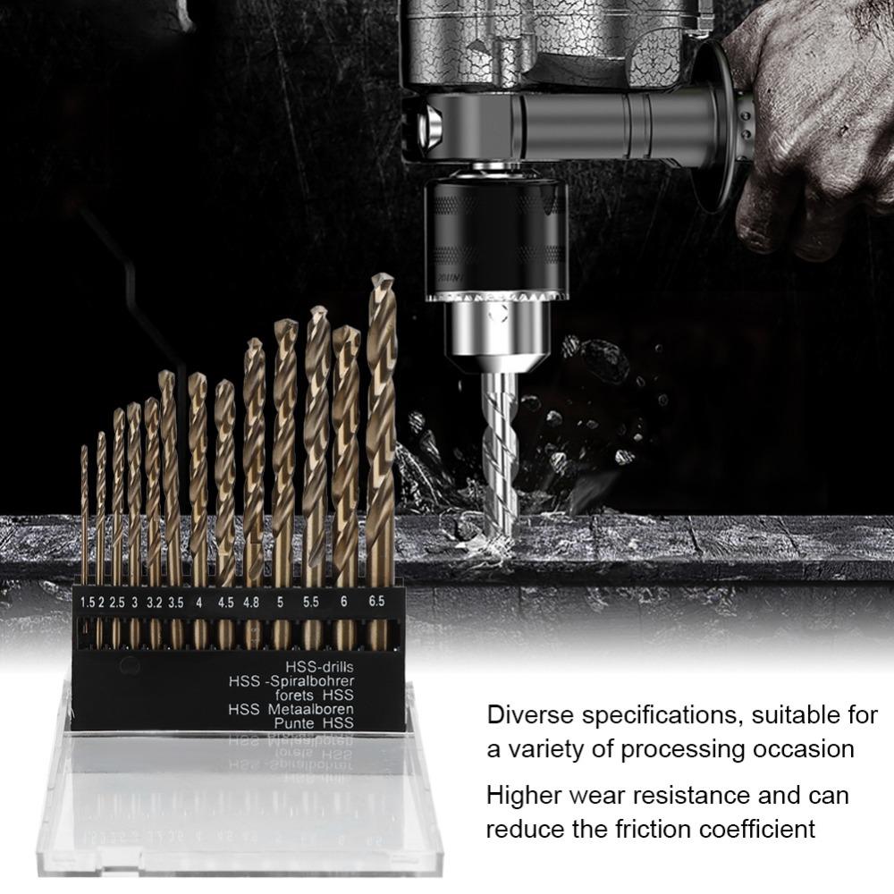 13pcs Straight Shank Twist Drill Bit Set High Speed Steel HSS Drilling Tool For Stainless Steel