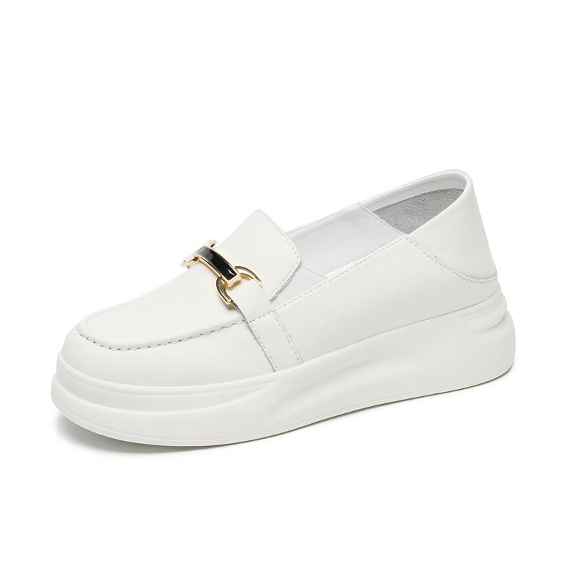 Spring and Summer Nurse Shoes Women's New Soft-soled Cowhide Breathable Anti-wear Feet Thick Soles Not Tired Feet Comfortable Little White Shoes