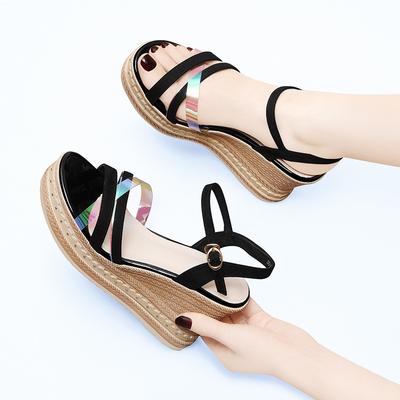 Sandali con zeppa scarpe da donna plateau estate nuova moda versatili da esterno impermeabili tavola parola con tacchi alti