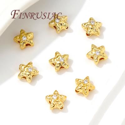 Star Beads 18K Gold Plated Brass with Zircon Spacer Beads Separators For Bead Findings DIY Jewelry Making Bracelets Accessories