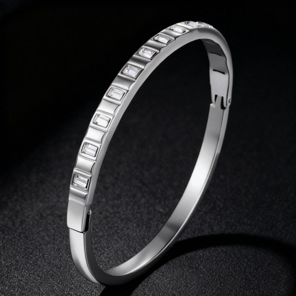 Women's Luxury Stainless Steel Bracelet: Electroplated Titanium, Full Diamond Set, European-American Style