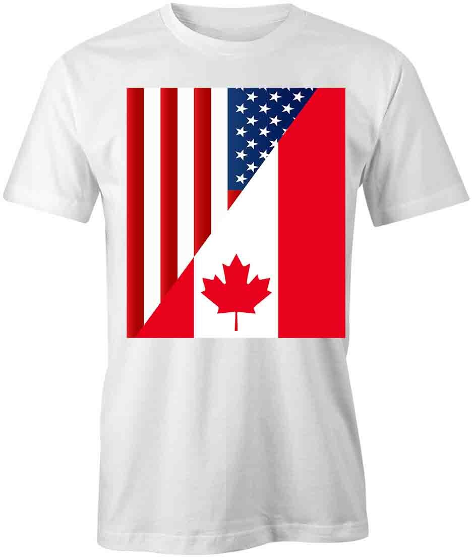 AMERICAN CANADA FLAG TShirt Tee Printed Graphic T-Shirt Gift POLITICS S1WCA809 XXL
