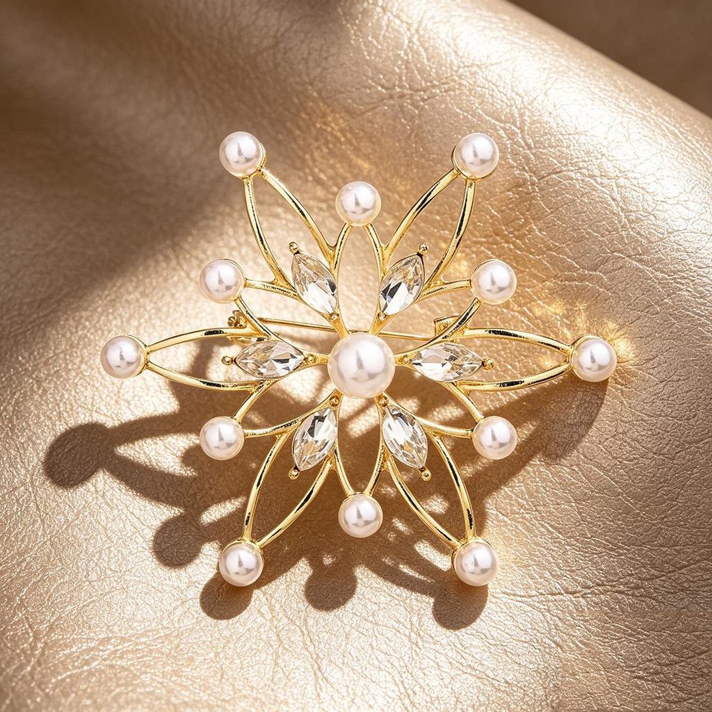 New Luxury Six-Petal Flower Brooch Pin: Unique, Versatile Design Accessory.